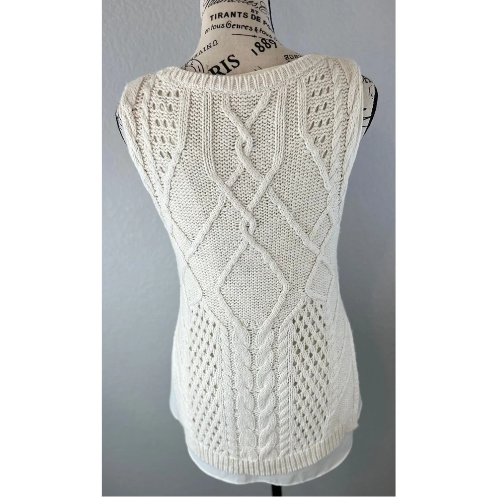 Anthropologie Moth Cream Knitted Sweater Vest, size Medium - Picture 3 of 8